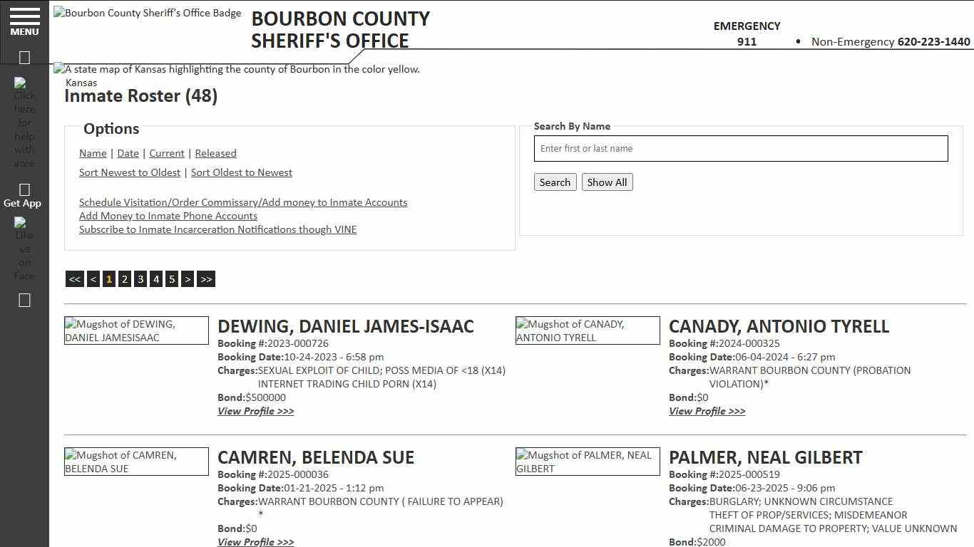 Inmate Roster - Current Inmates Booking Date Ascending - Bourbon County KS Sheriff’s Office