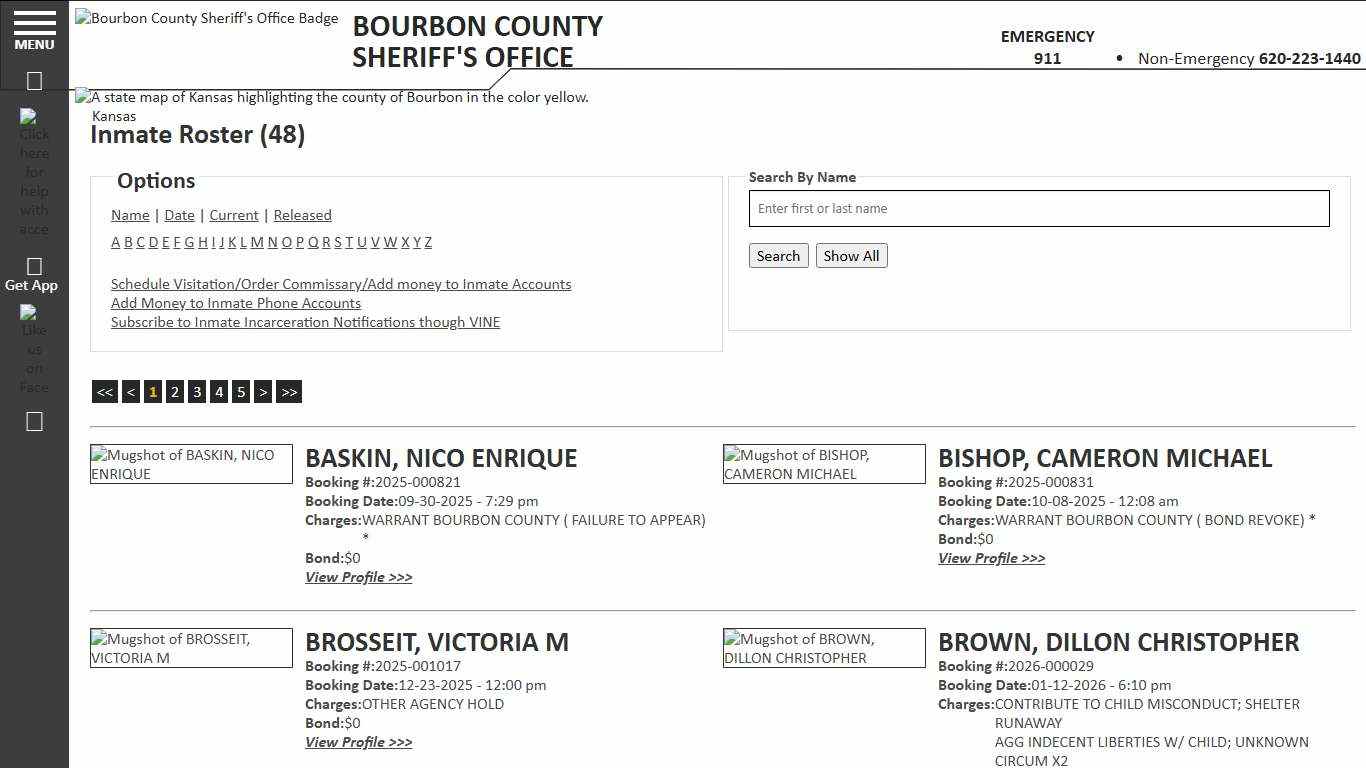 Inmate Roster - Current Inmates - Bourbon County KS Sheriff’s Office